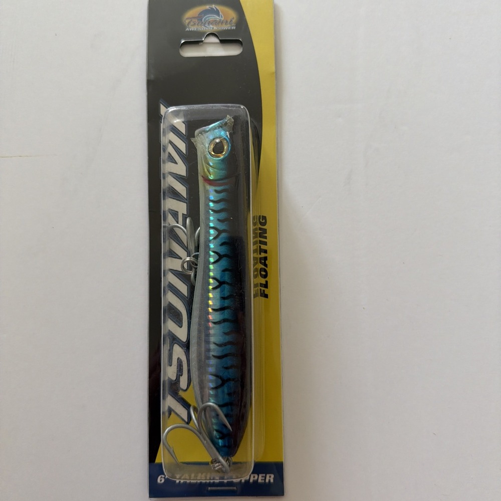 Tsunami Talkin Popper 6in Floating Lure Blue Mackerel TSTP6F-218 Fishing Bait